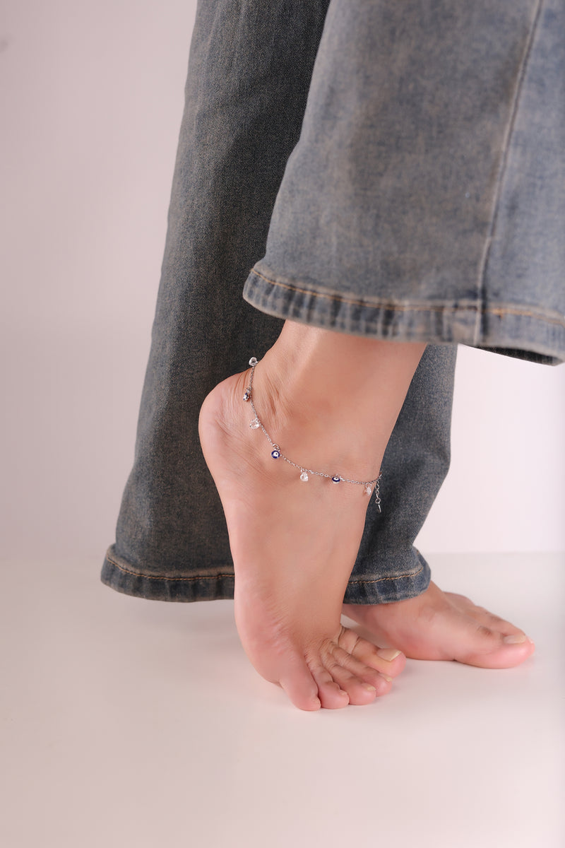 Astra Evil Eye Silver Anklet