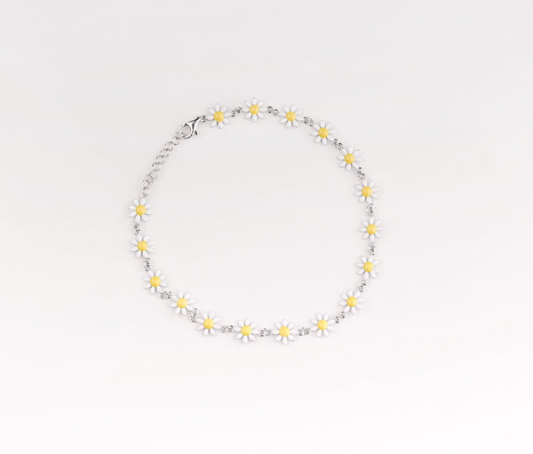 Daisy Bloom Silver Anklet
