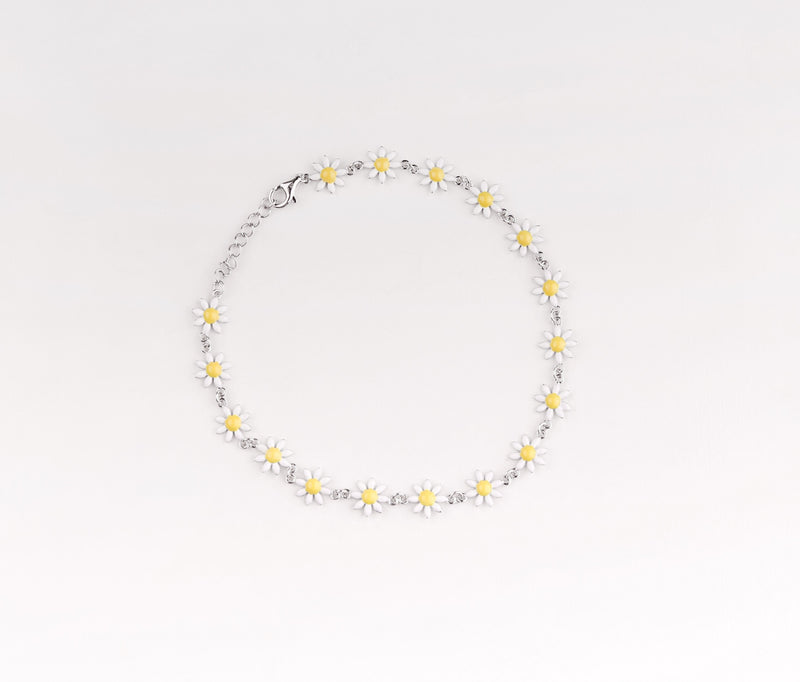 Daisy Bloom Silver Anklet