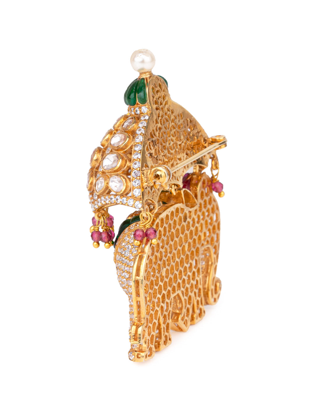 CROWN STRIDE ELEPHANT BROOCH