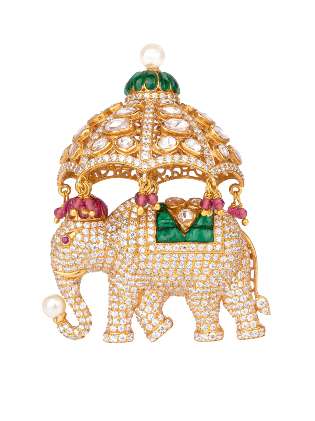 CROWN STRIDE ELEPHANT BROOCH