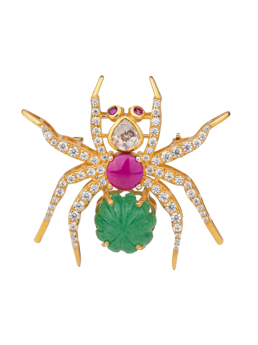 SCARLET JADE SPIDER BROOCH