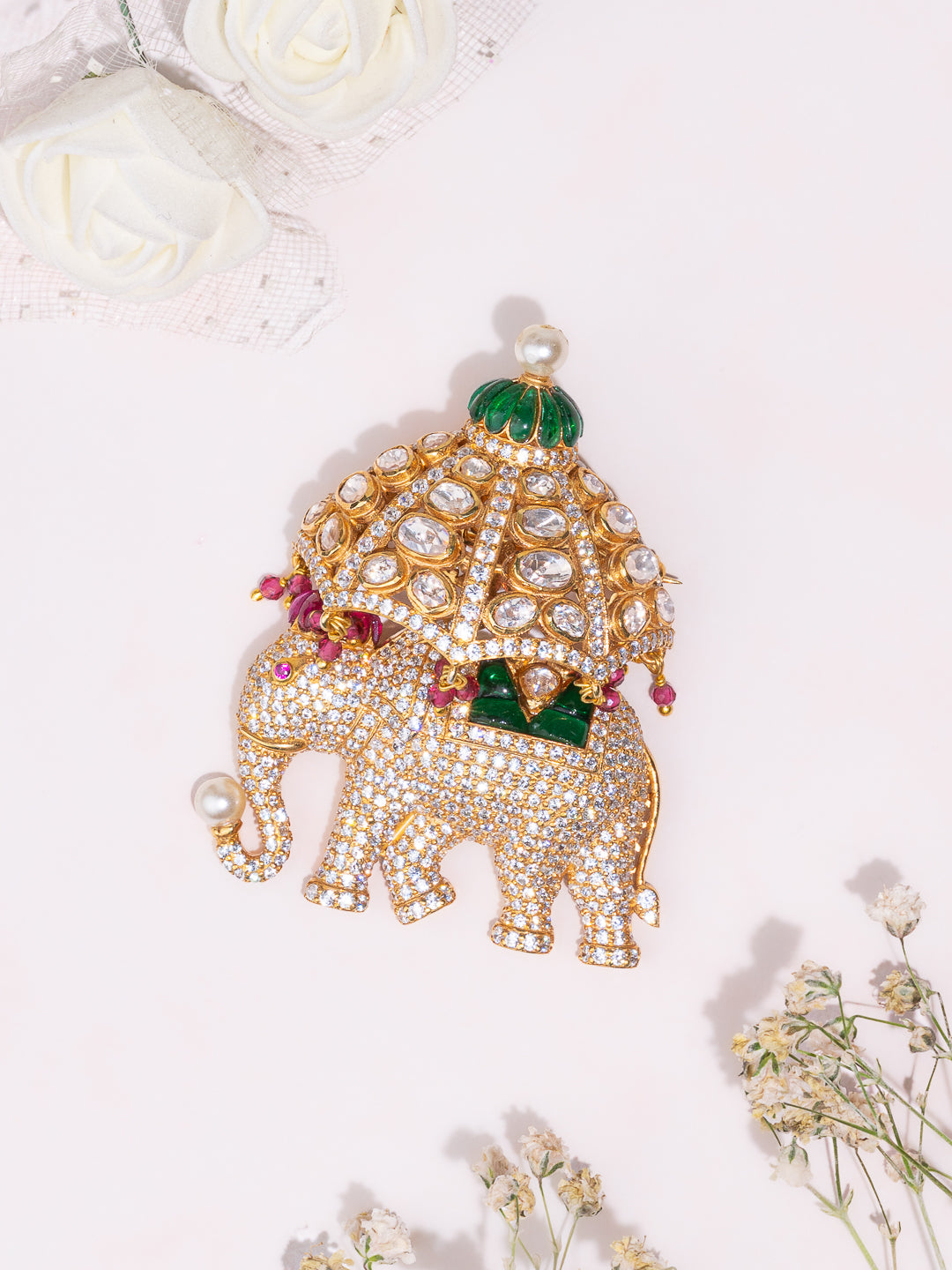 CROWN STRIDE ELEPHANT BROOCH