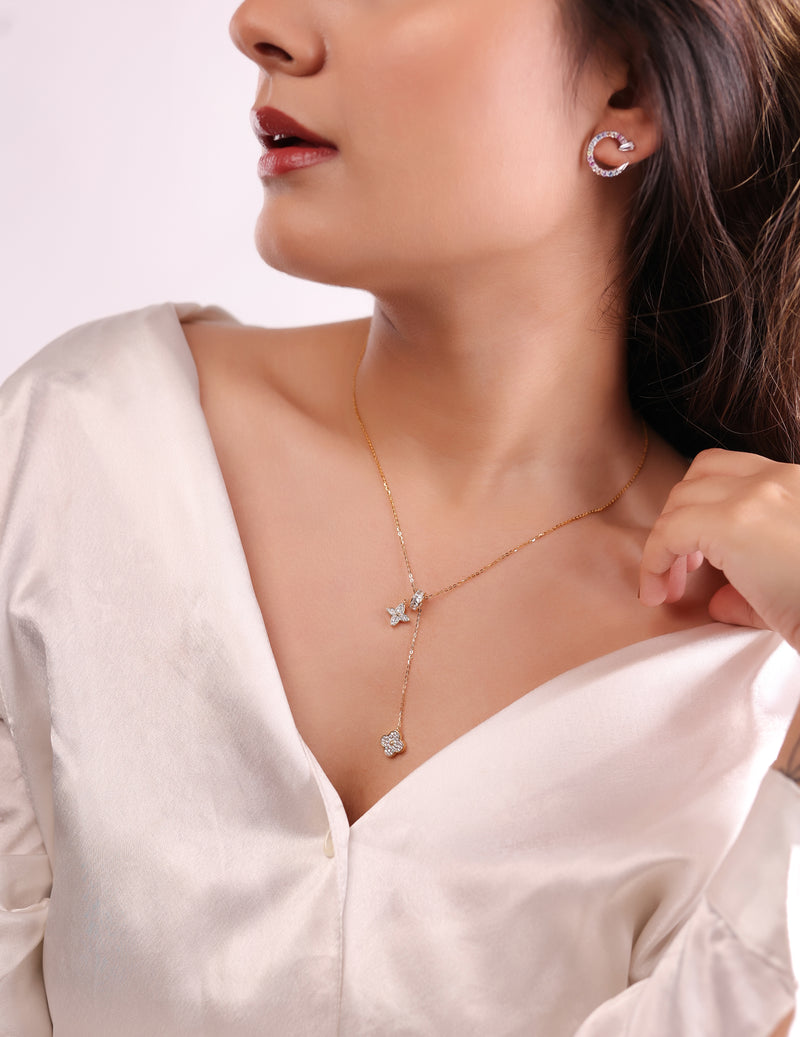 Luna Clover Drop Pendant Necklace