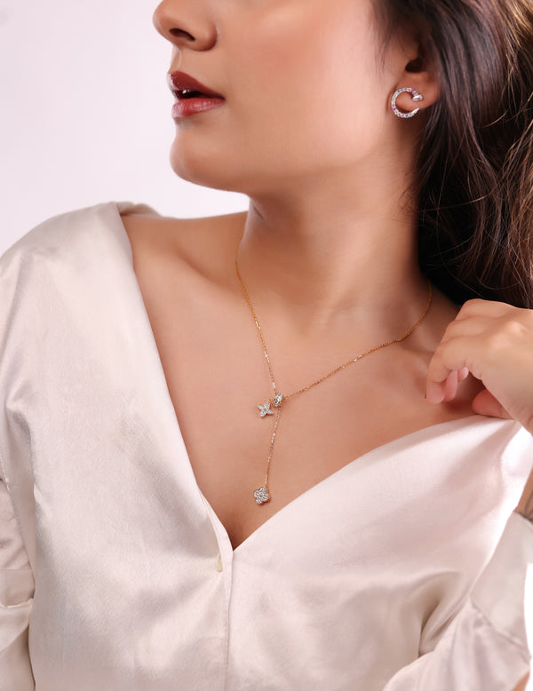 Luna Clover Drop Pendant Necklace