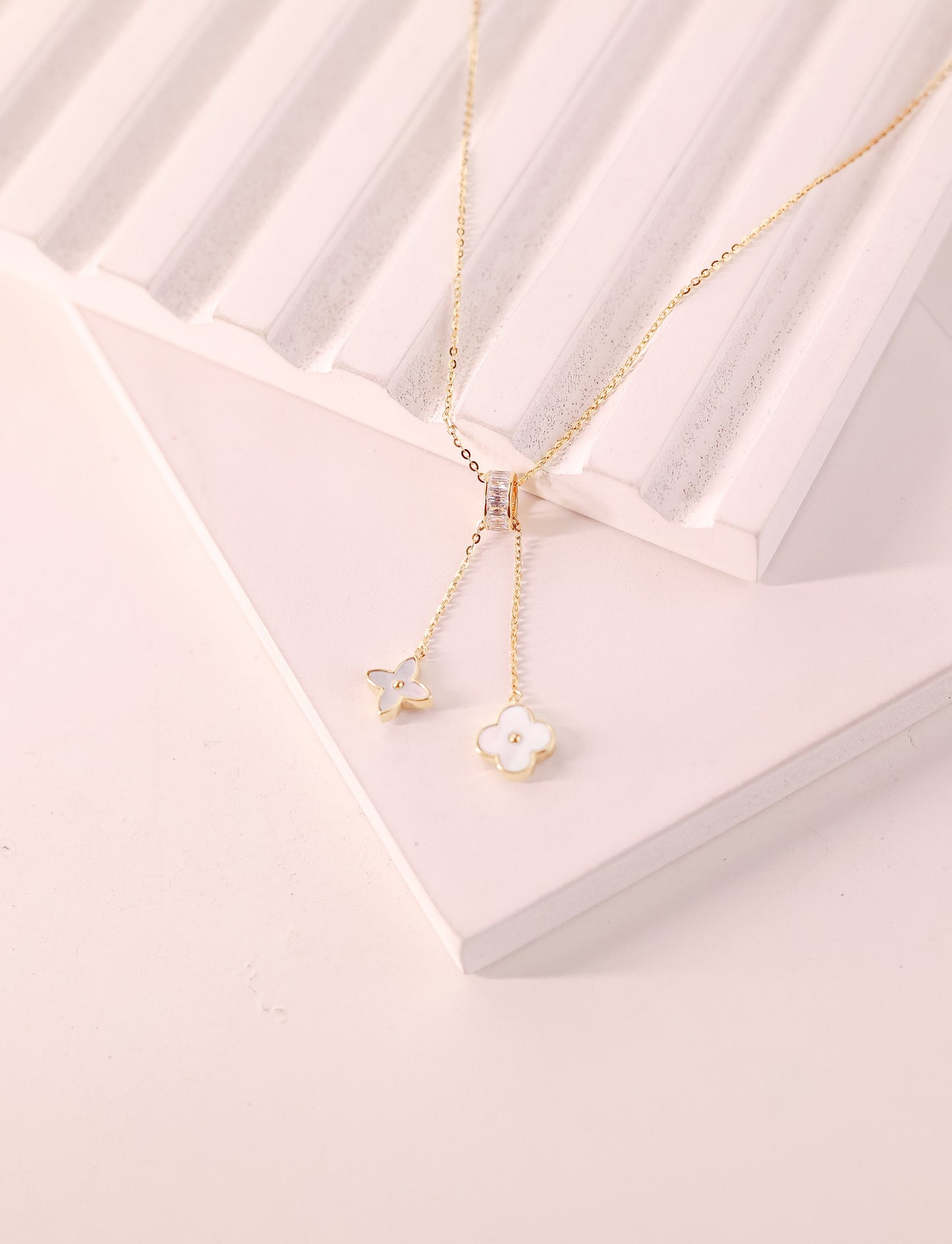 Luna Clover Drop Pendant Necklace
