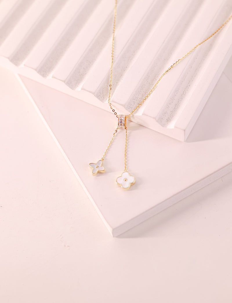 Luna Clover Drop Pendant Necklace
